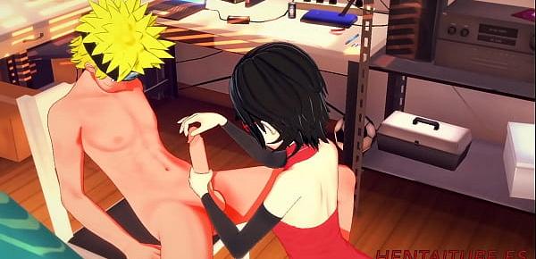  Boruto Naruto Hentai 3D - Sarada Handjob & Blowjob to Naruto and cum in her mouth - Hentai Hard Sex